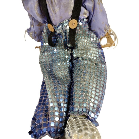 VTG Porcelain Cloth Clown Marionette 22" On Swing Face Halloween Puppet READ - Picture 4 of 10